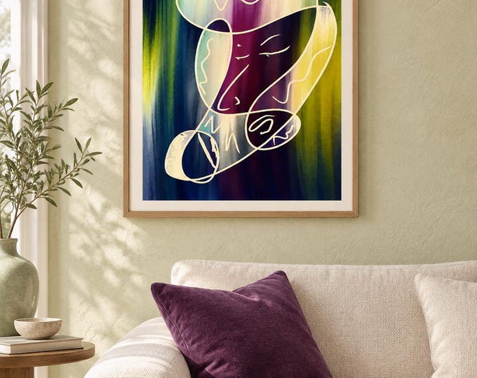 Pensamiento Fluido: Original Contemporary Abstract Digital Wall Art — presentación de la obra