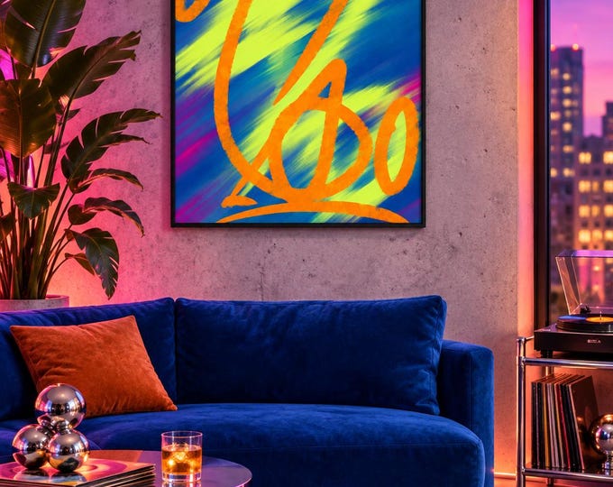 Pulso Neon: Original Contemporary Abstract Digital Wall Art — presentación de la obra