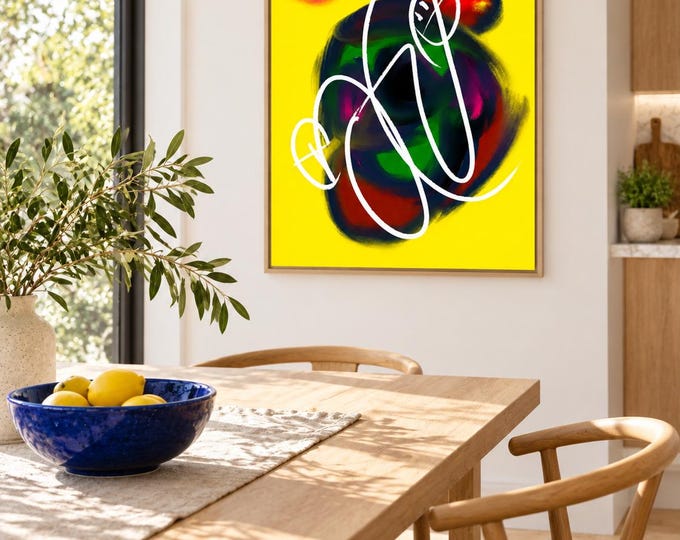 Impulso Amarillo: Original Contemporary Abstract Digital Wall Art — presentación de la obra