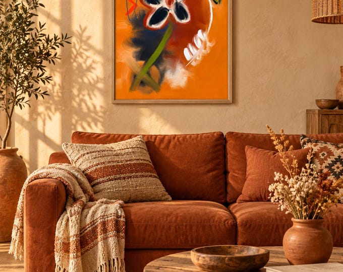 Flor Naranja: Original Contemporary Abstract Digital Wall Art — presentación de la obra