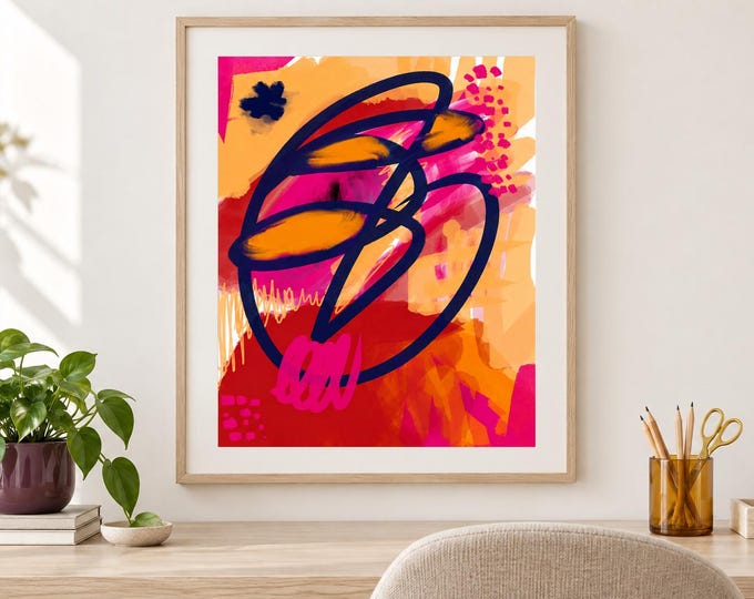 Danza Magenta: Original Contemporary Abstract Digital Wall Art — presentación de la obra