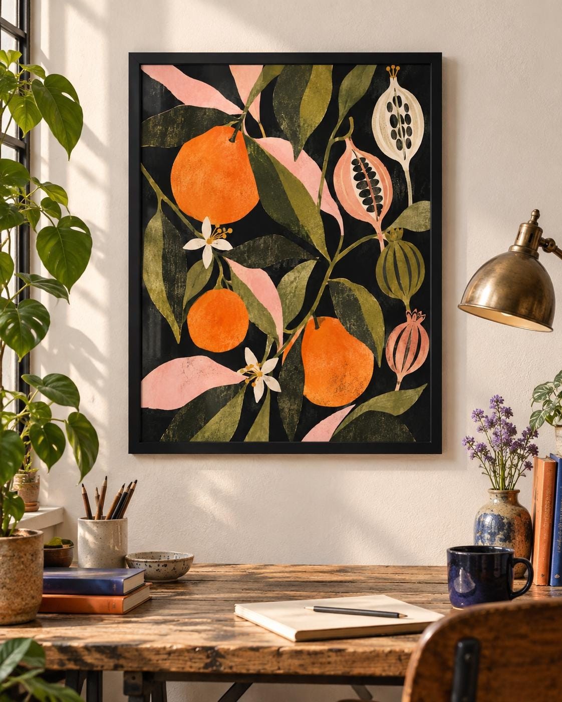 Night Garden No. 3 | Contemporary Botanical Digital Wall Art — presentación de la obra