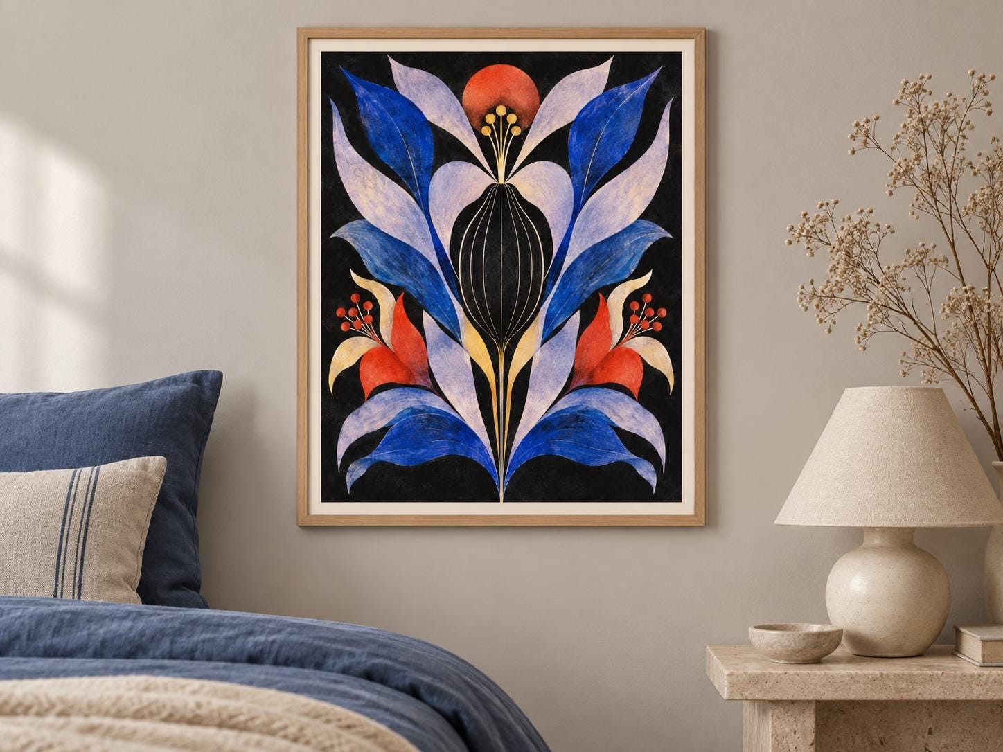 Night Garden No. 4 | Contemporary Botanical Digital Wall Art — presentación de la obra