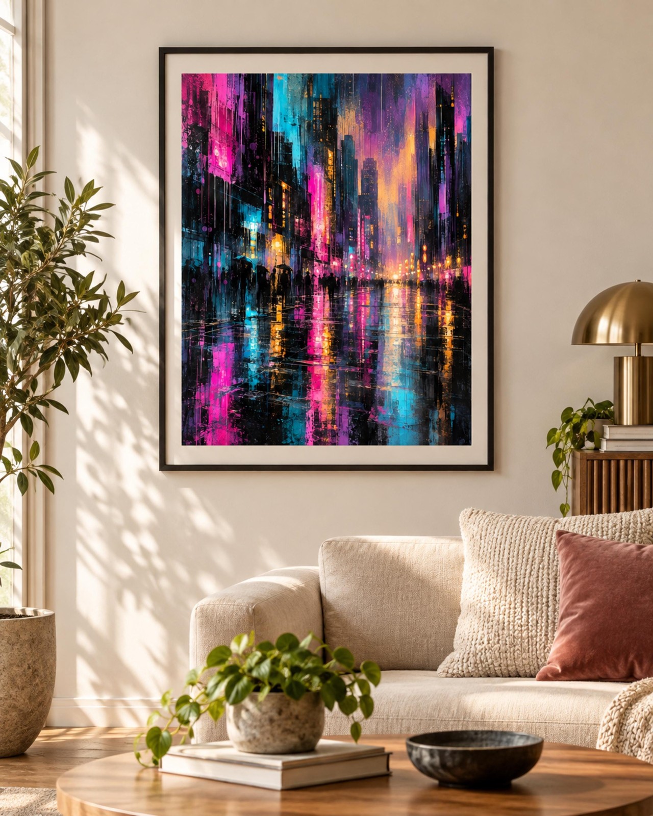 Neon Rain Session | Urban Music Inspired Wall Art | Digital Download — presentación de la obra
