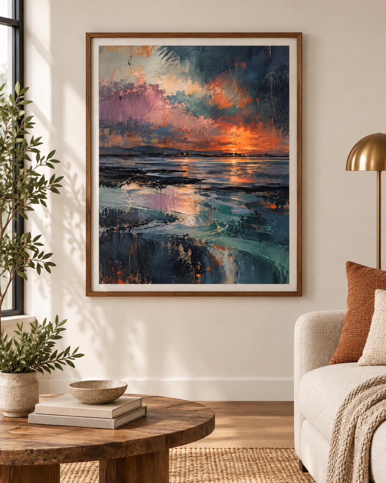 Poolbeg Ember | Dublin Bay Inspired Abstract Wall Art | Digital Download — presentación de la obra