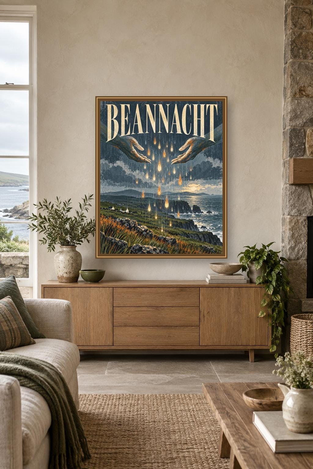 Beannacht Irish Blessing Print, Rain and Coastal Wall Art, Digital Download — presentación de la obra