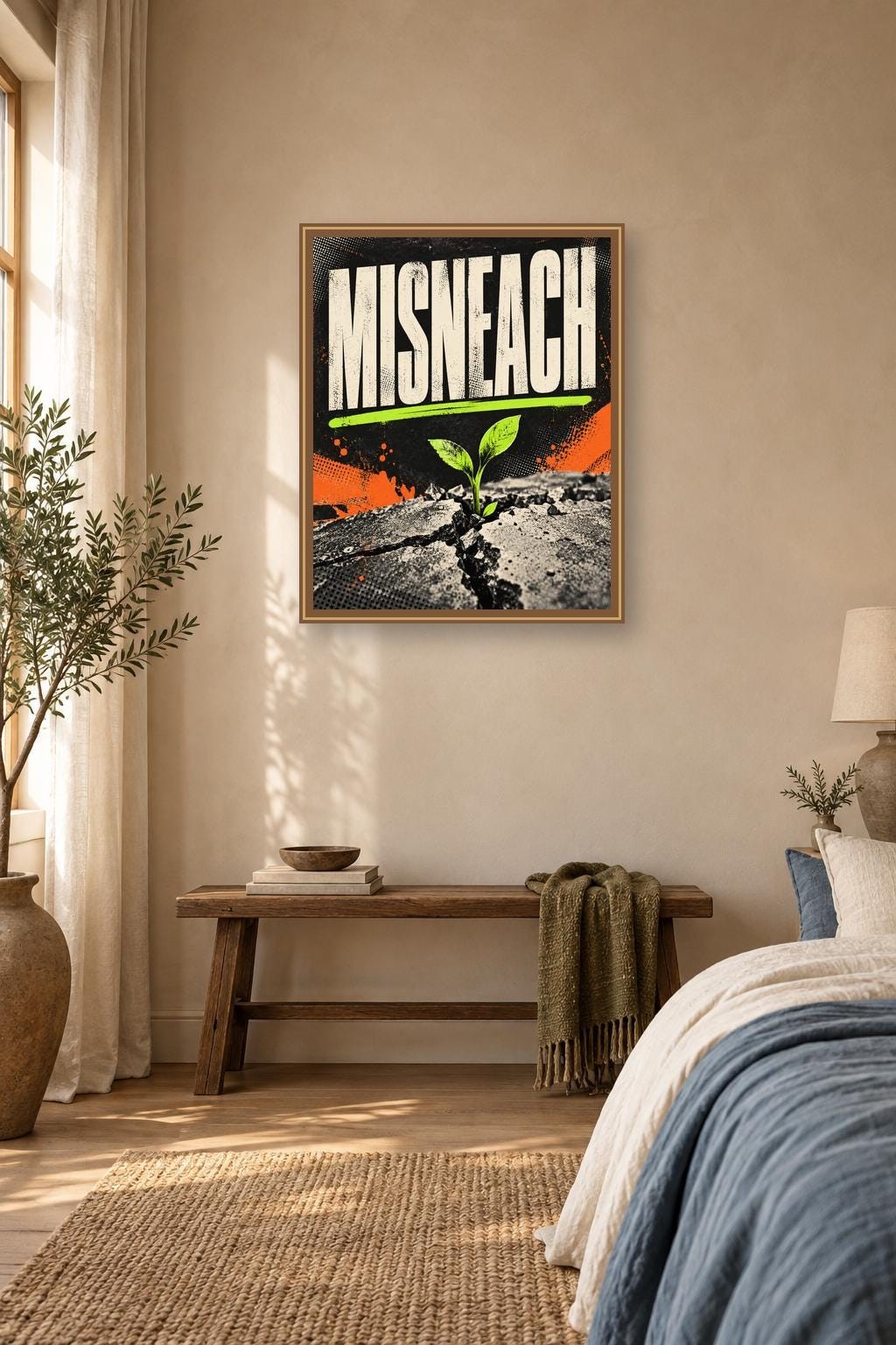 Misneach Irish Courage Print, Colourful Typography Wall Art, Digital Download — presentación de la obra