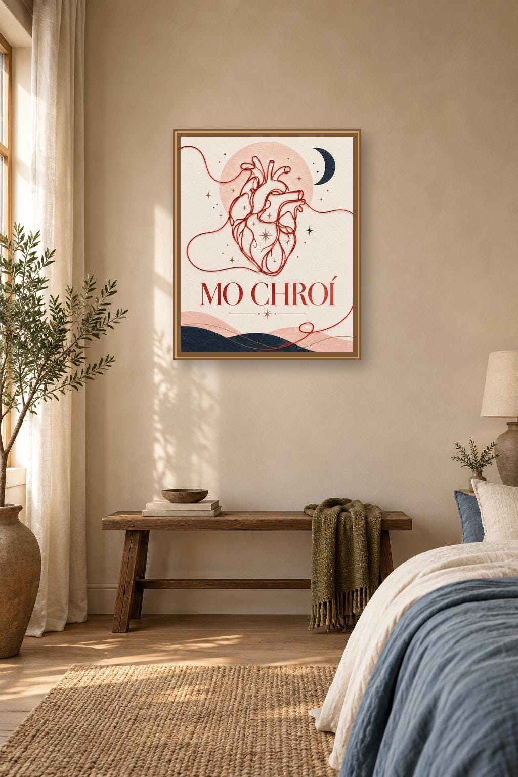 Mo Chroí Irish Love Print, My Heart Typography Wall Art, Digital Download — presentación de la obra