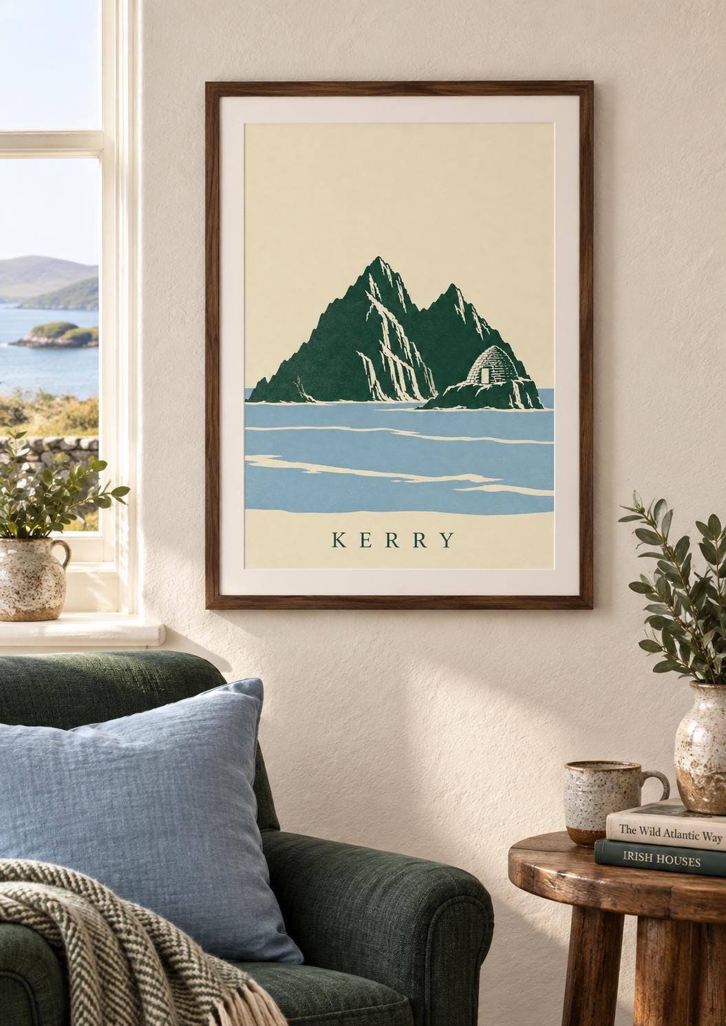 Kerry County Printable Art, Island Peaks and Beehive Hut, Irish Digital Download — presentación de la obra