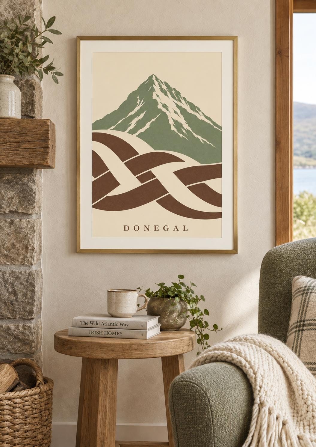 Donegal County Printable Art, Mountain and Woven Landscape, Irish Digital Download — presentación de la obra