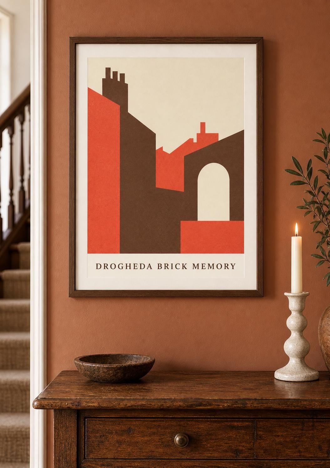 Drogheda Brick Memory Printable Art, Brown Coral Architecture, Two Versions Digital Download — presentación de la obra