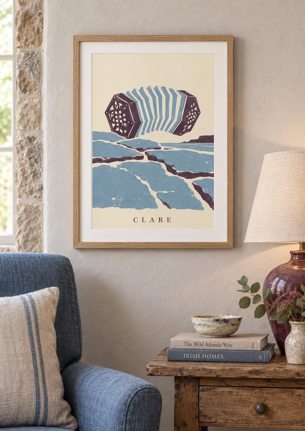 Clare County Printable Art, Concertina and Burren Landscape, Irish Digital Download — presentación de la obra