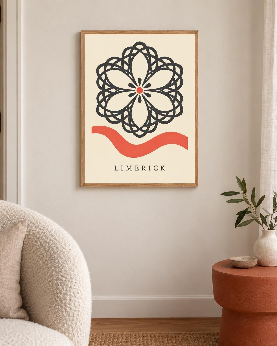 Limerick Lace and River Print | Irish Wall Art Digital Download — presentación de la obra