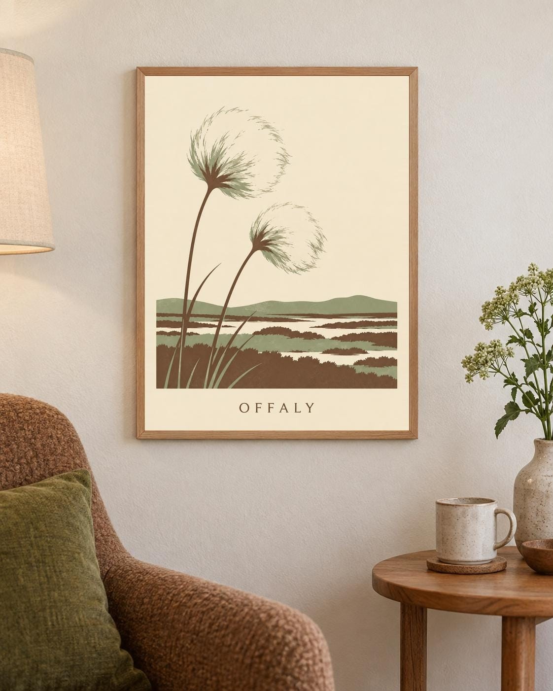 Offaly Bog Cotton Print | Irish Wall Art Digital Download — presentación de la obra