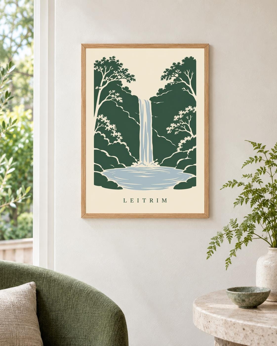 Leitrim Glencar Waterfall Print | Irish Wall Art Digital Download — presentación de la obra
