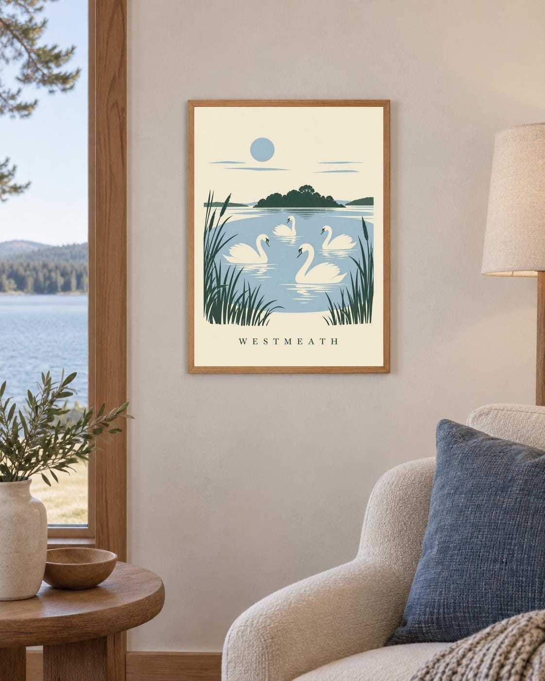 Westmeath Children of Lir Swans Print | Irish Wall Art Digital Download — presentación de la obra