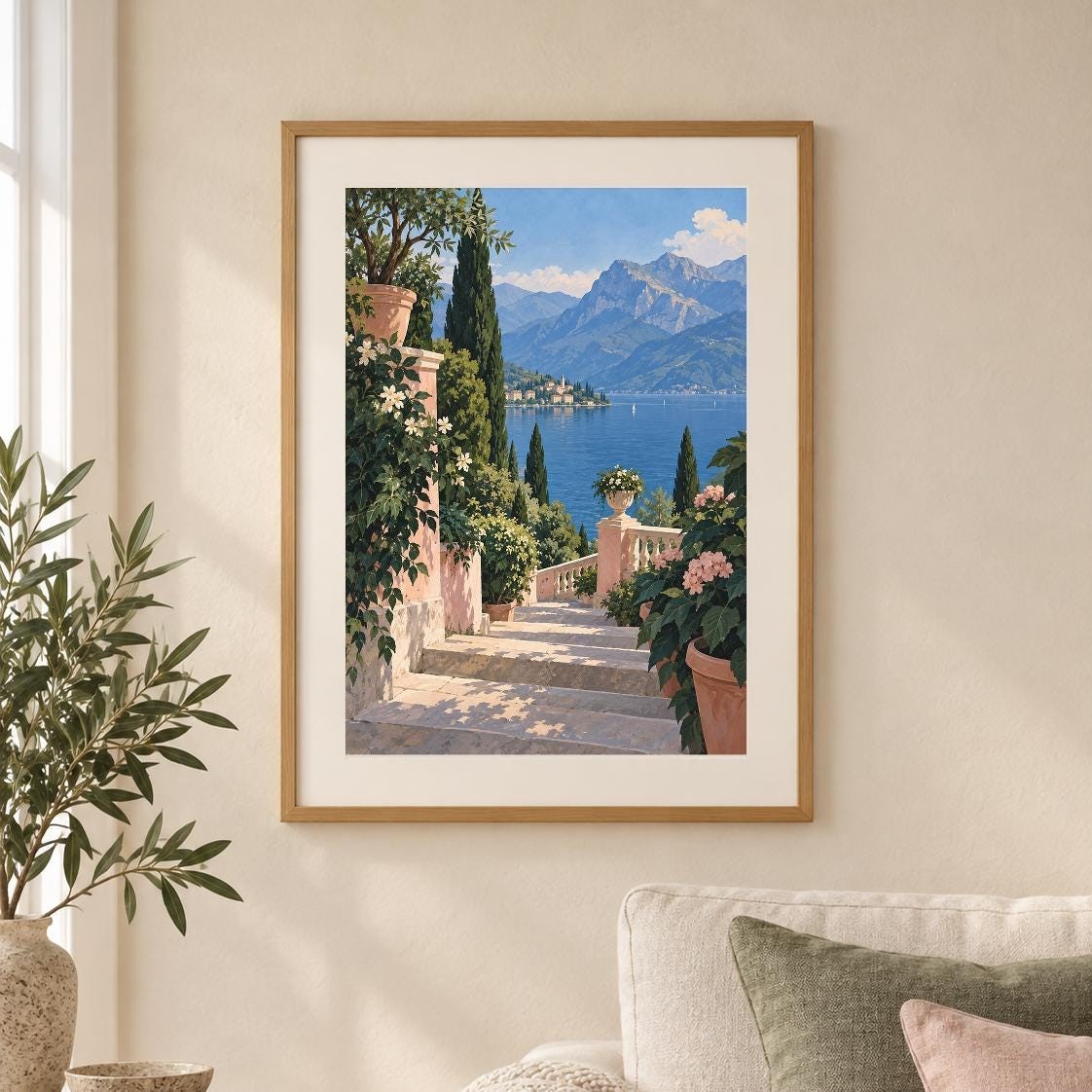 Lake Como Garden Steps Print | Painterly Landscape Art (Digital Download) — presentación de la obra