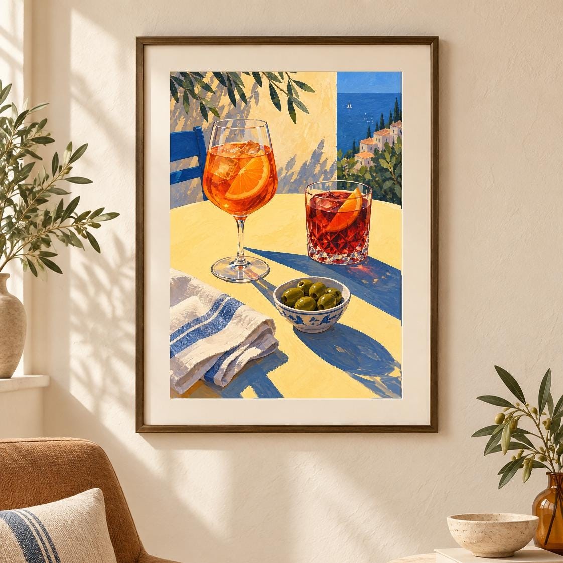 Italian Aperitivo Light Print | Warm Evening Atmosphere (Digital Download) — presentación de la obra