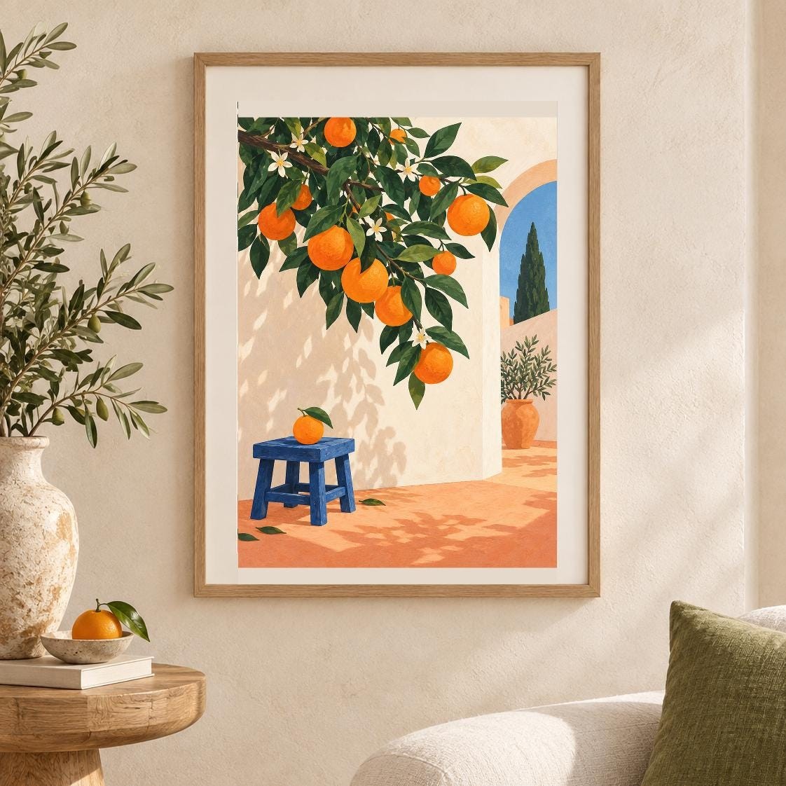 Valencia Orange Tree Print | Citrus Courtyard Art (Digital Download) — presentación de la obra