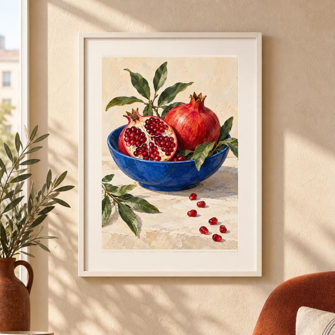 Greek Pomegranate Still Life Print | Printable Wall Art | Peloponnese Pomegranate | Digital Download — presentación de la obra