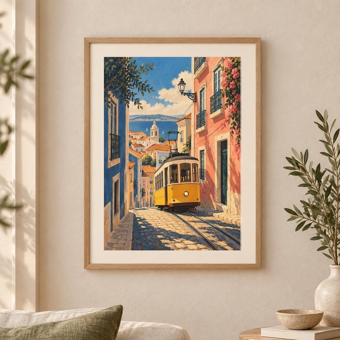 Lisbon Tram City Print | Printable Wall Art | Lisbon Hill Light | Digital Download — presentación de la obra