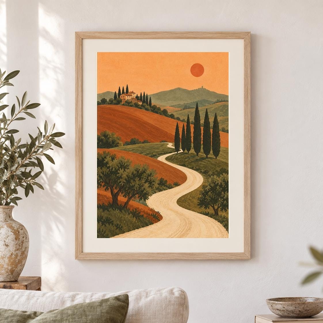 Tuscany Landscape Print | Printable Wall Art | Tuscany Slow Road | Digital Download — presentación de la obra