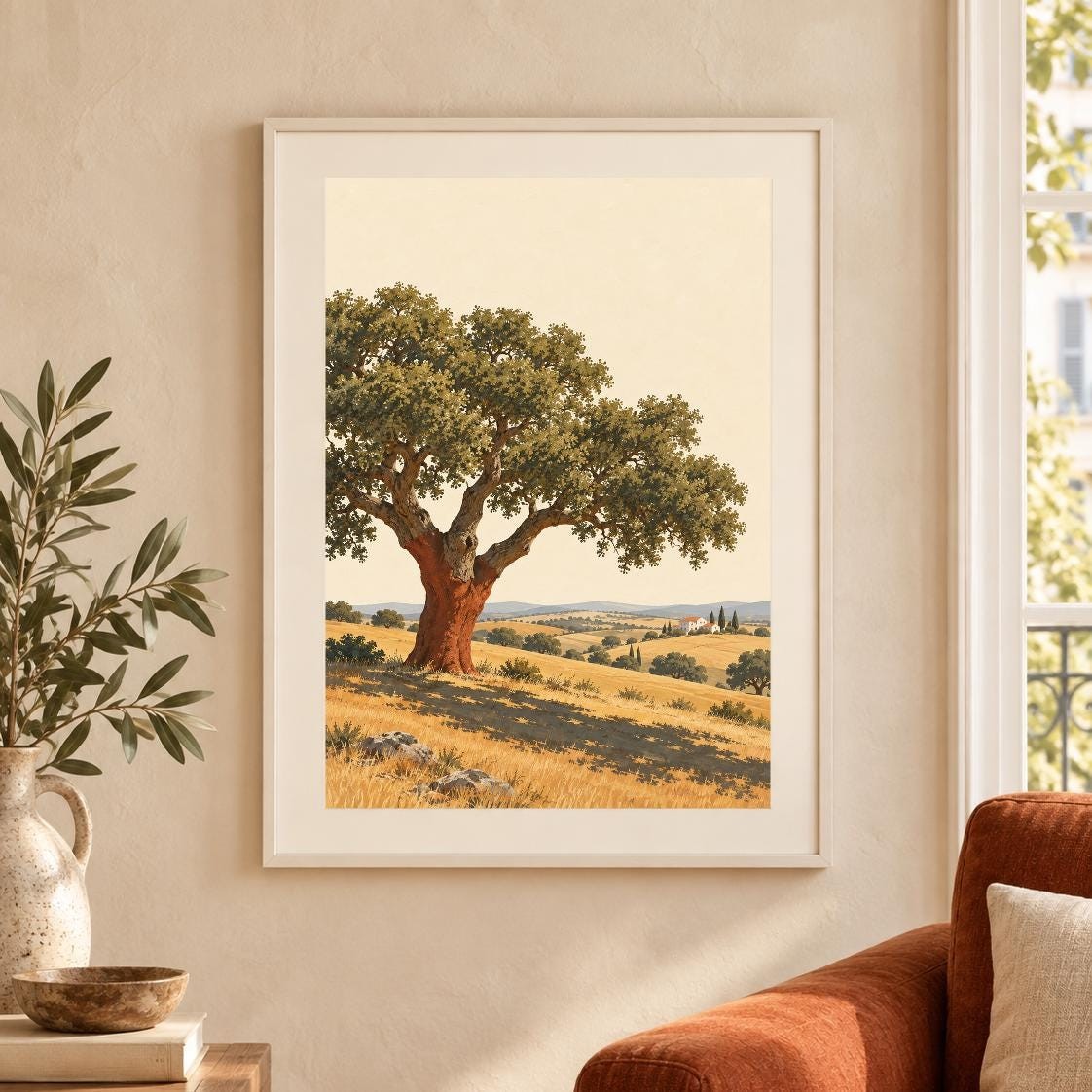 Alentejo Cork Oak Landscape Print | Golden Countryside Wall Art (Digital Download) — presentación de la obra