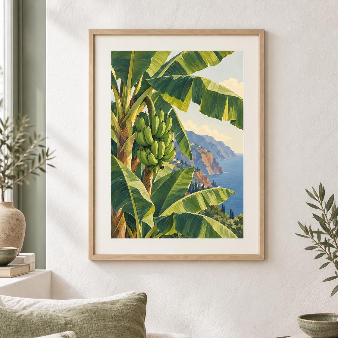 Madeira Banana Garden Print | Lush Leaves, Island Scenery (Digital Download) — presentación de la obra