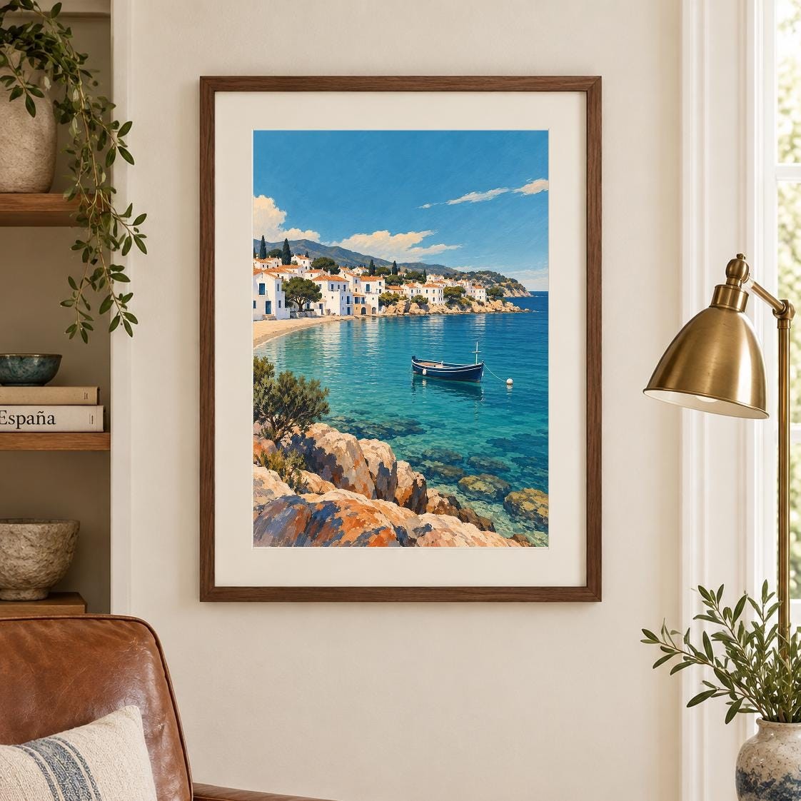 Cadaques Coastal Print | Printable Wall Art | Cadaques Quiet Sail | Digital Download — presentación de la obra