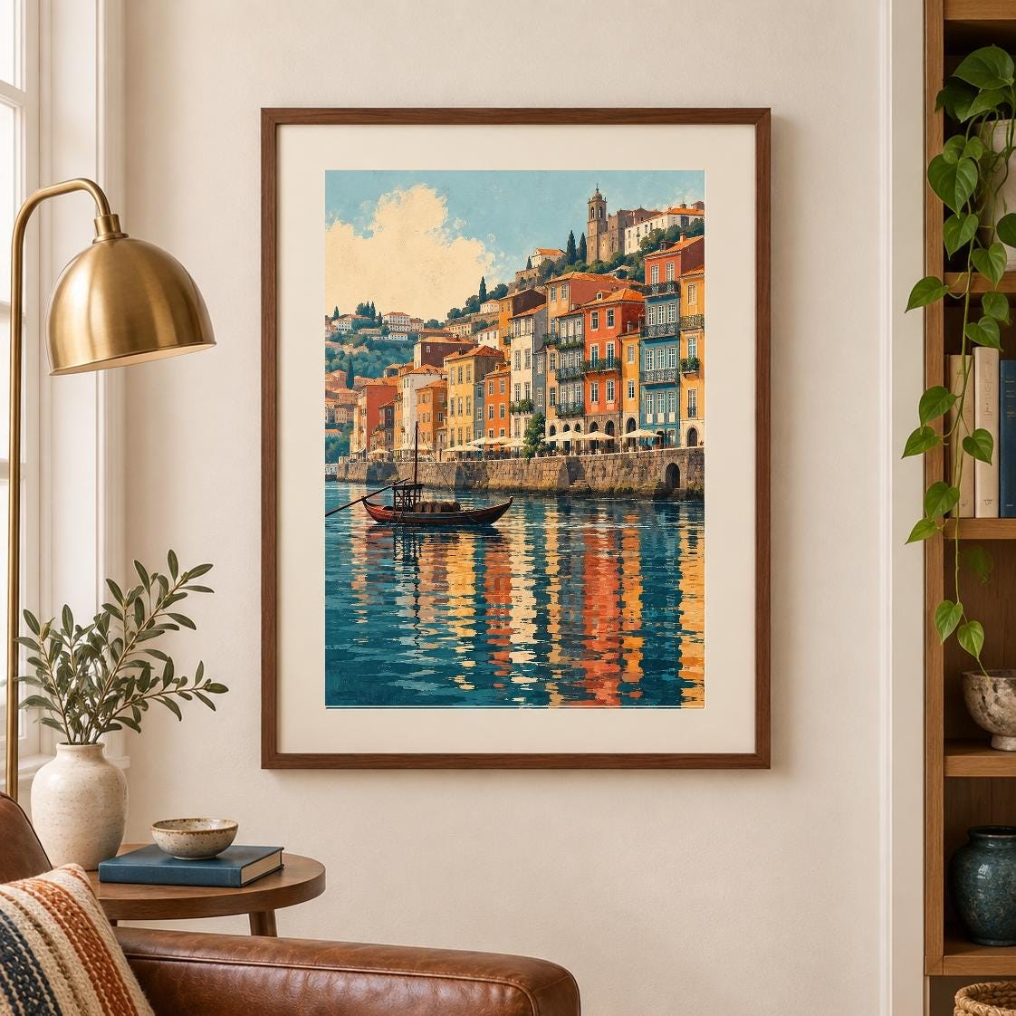 Porto Riverside Print | Printable Wall Art | Porto River Facades | Digital Download — presentación de la obra
