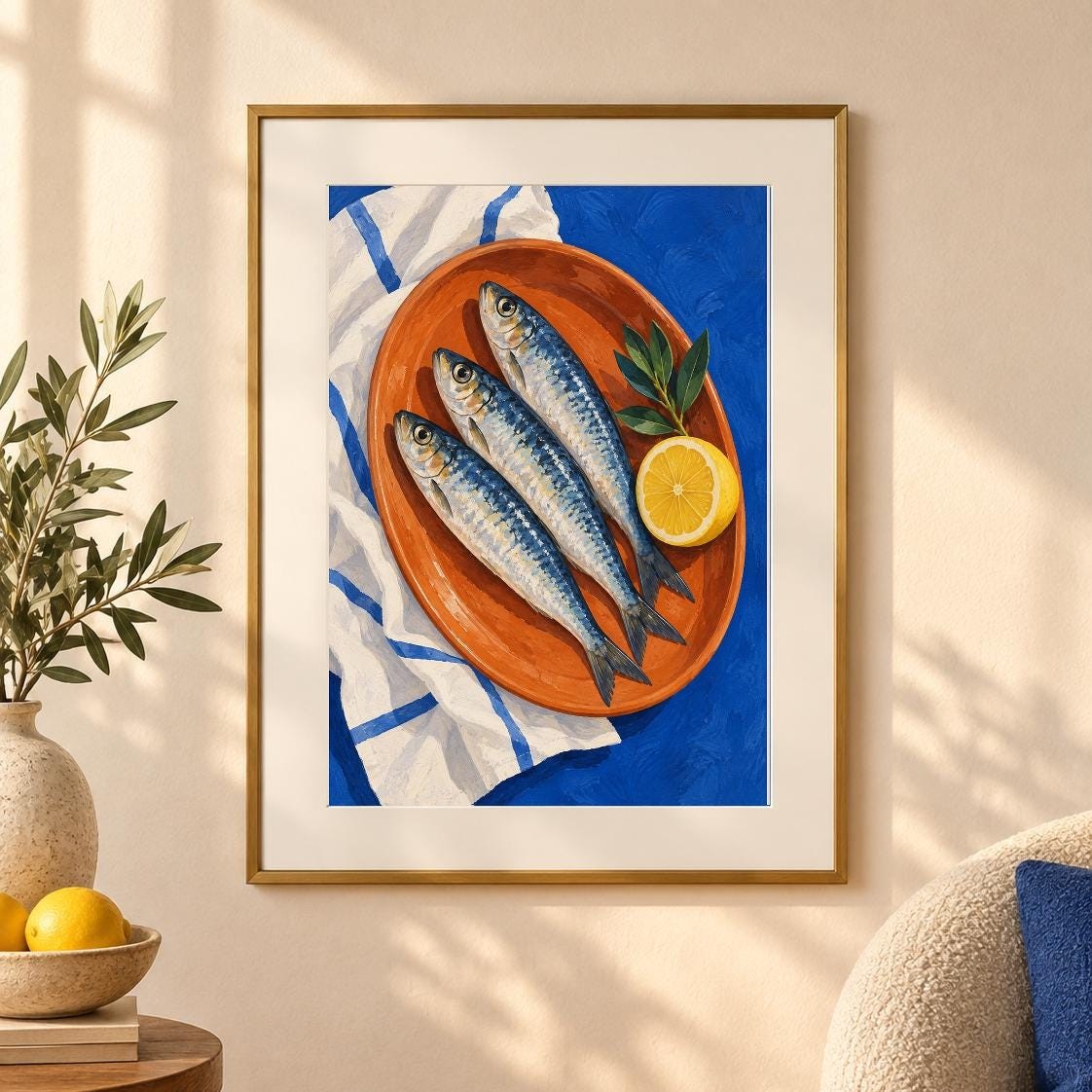 Portuguese Sardine Kitchen Print | Printable Wall Art | Algarve Sardine Noon | Digital Download — presentación de la obra