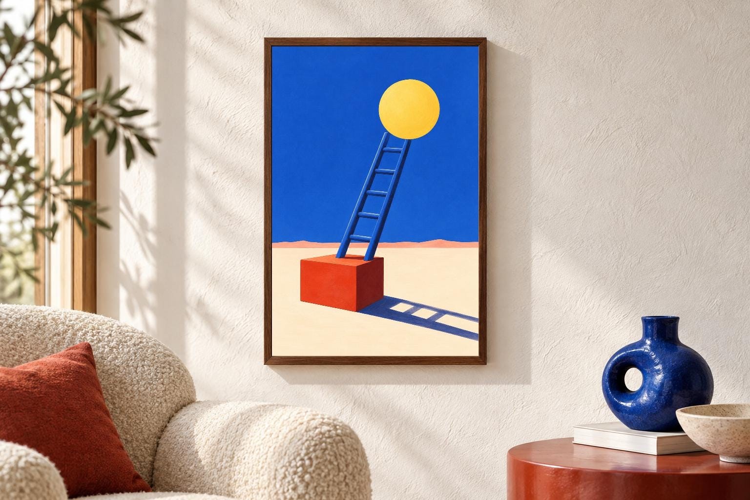 Surreal Sun and Ladder Wall Art | Sun on the Late Shift | Digital Download — presentación de la obra