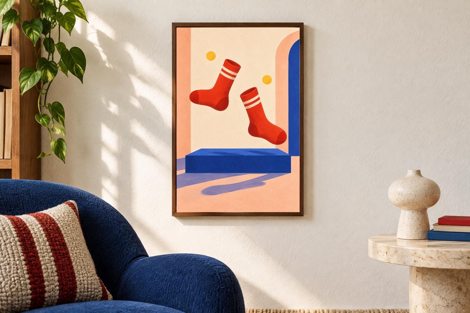 Dancing Red Socks Whimsical Wall Art | Socks at the Matinee | Digital Download — presentación de la obra