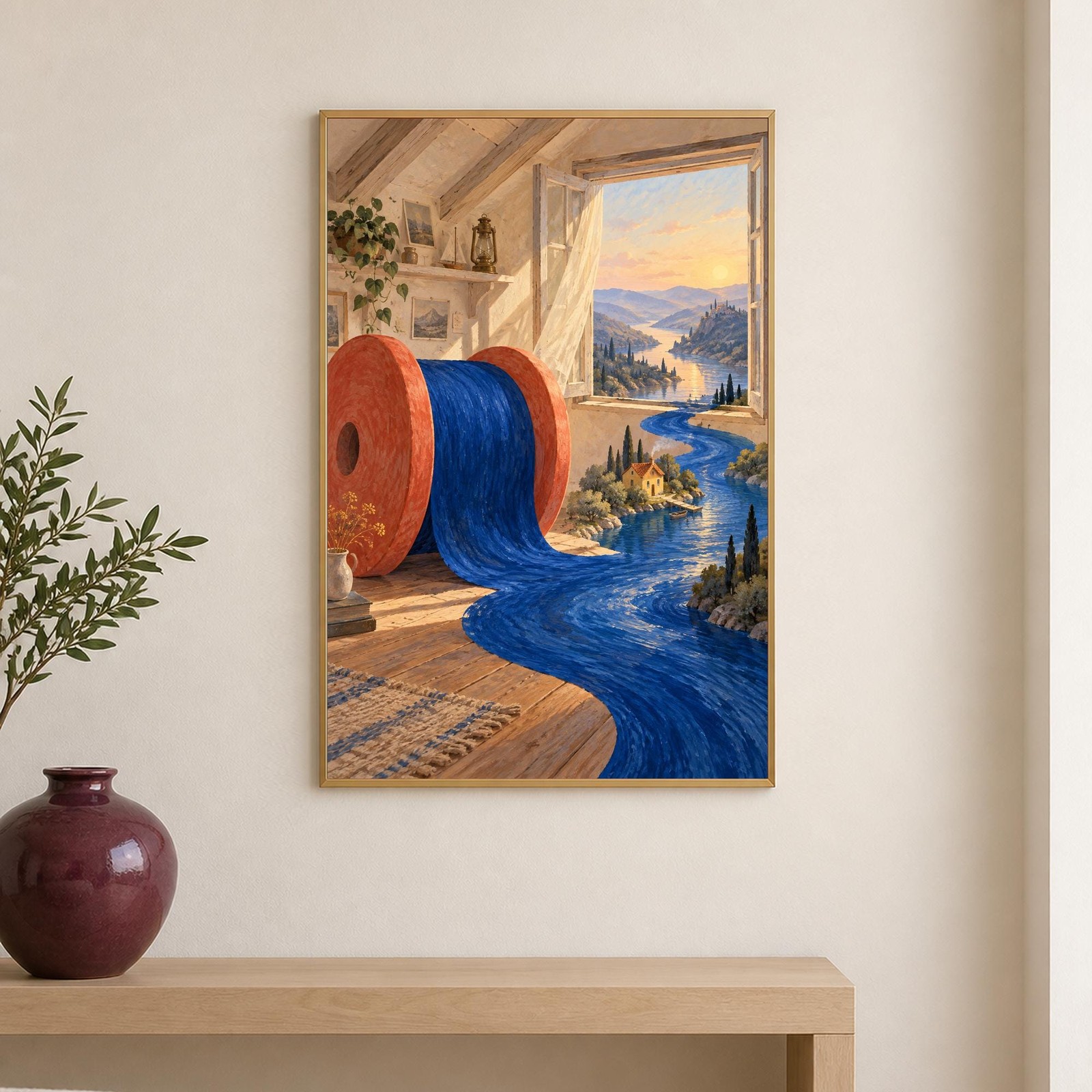 Surreal River Spool Wall Art | The River Tailor | A3 Printable Digital Download — presentación de la obra