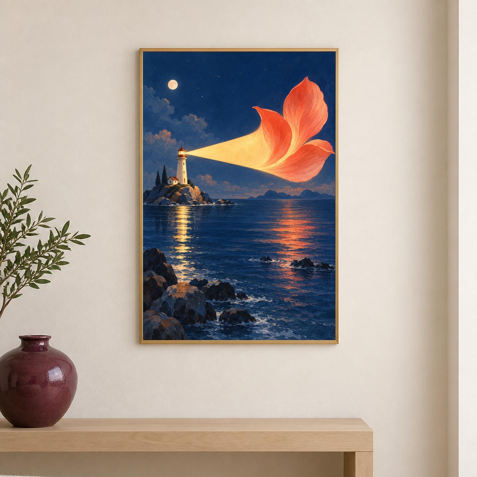 Lighthouse Flower Wall Art | The Lighthouse Gardener | A3 Printable Digital Download — presentación de la obra