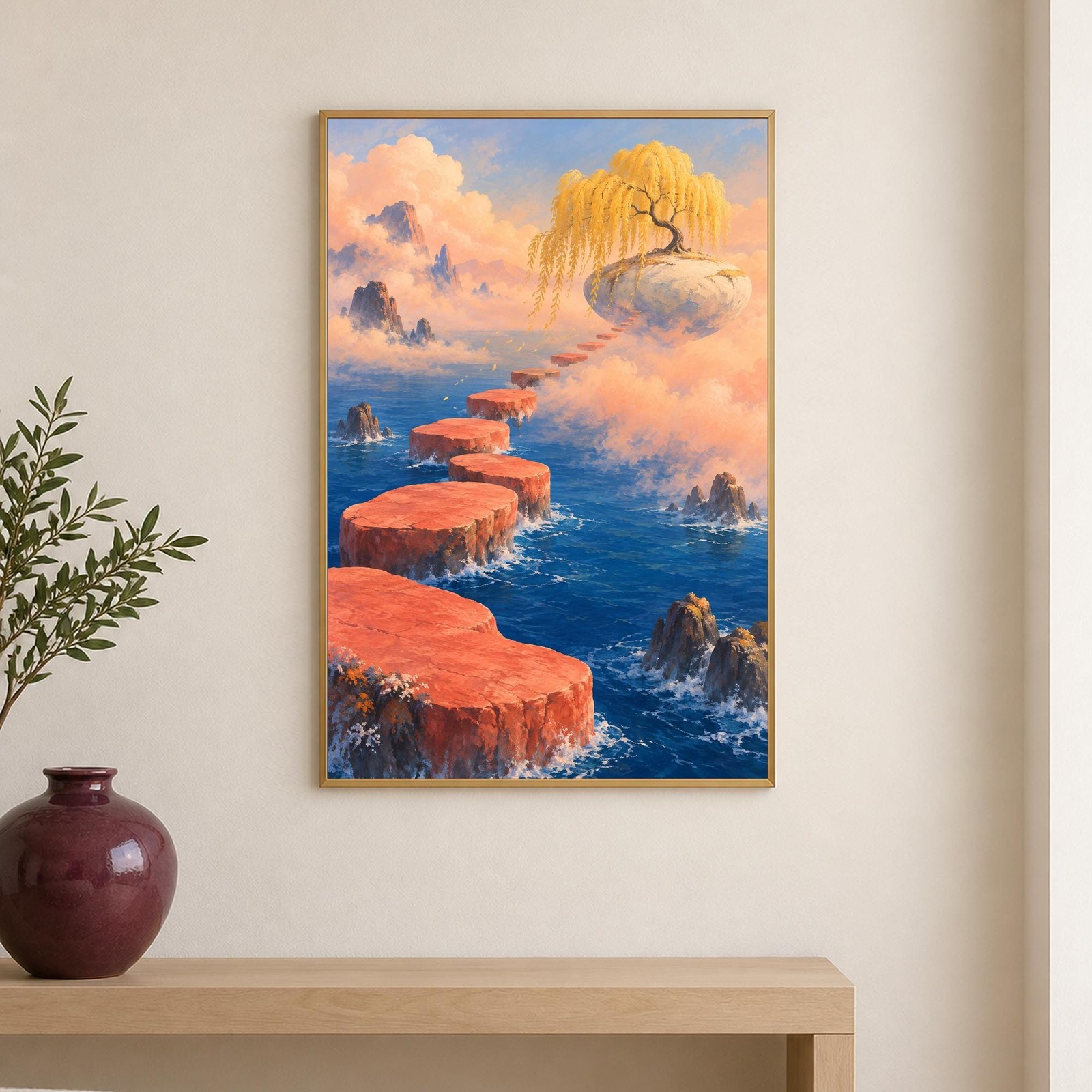 Floating Islands Staircase Wall Art | A Staircase for the Tide | A3 Printable Digital Download — presentación de la obra