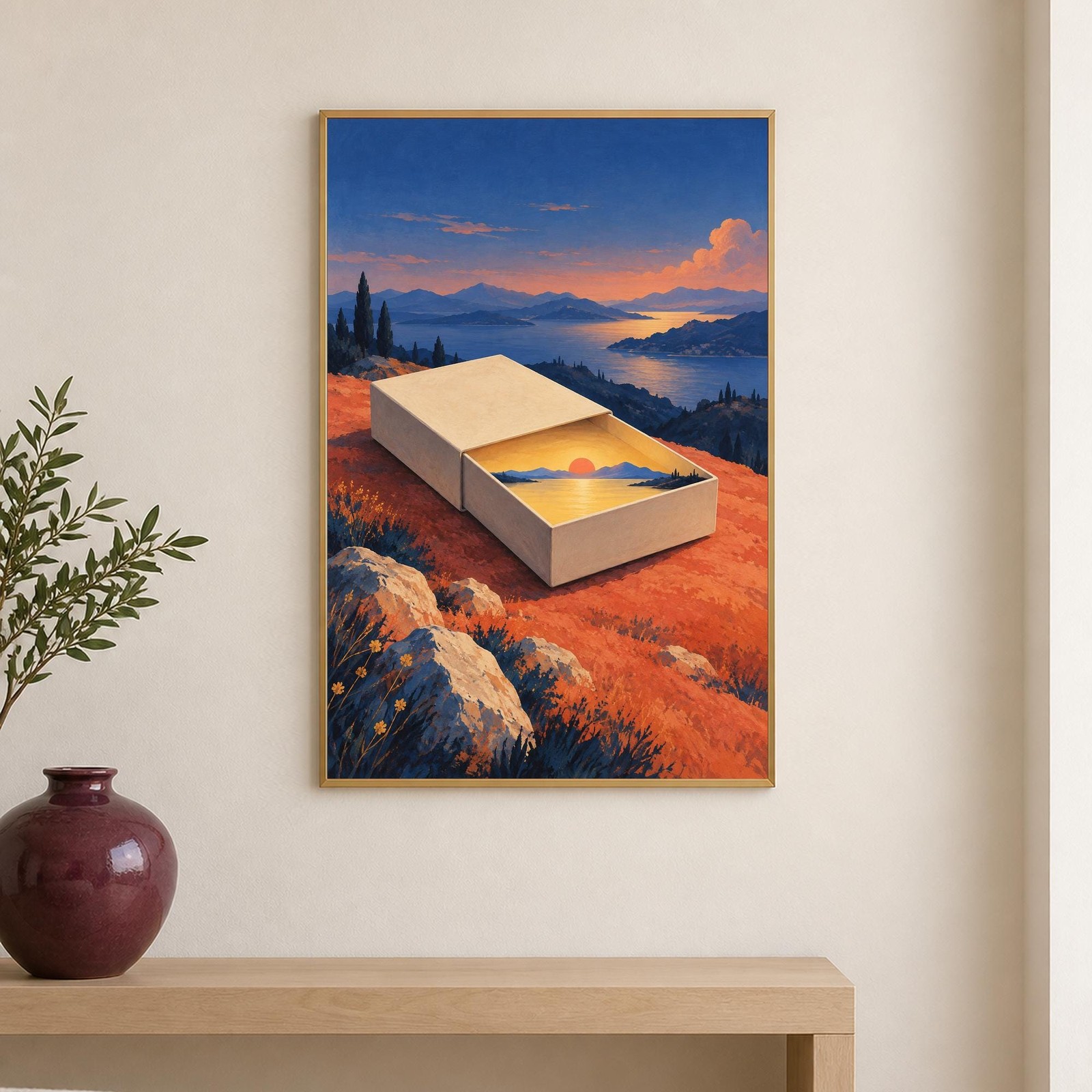 Matchbox Sunset Wall Art | A Place to Leave the Horizon | A3 Printable Digital Download — presentación de la obra