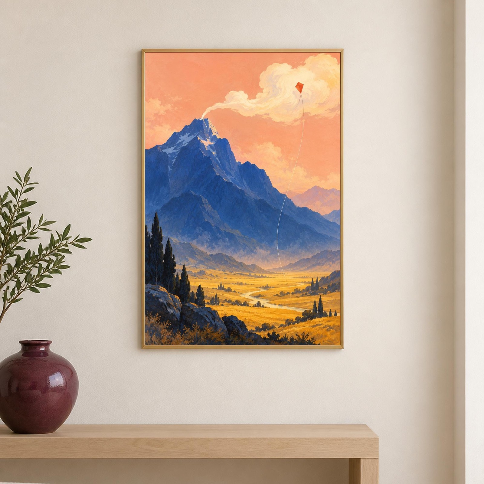 Mountain Kite Wall Art | A Mountain Takes a Breath | A3 Printable Digital Download — presentación de la obra
