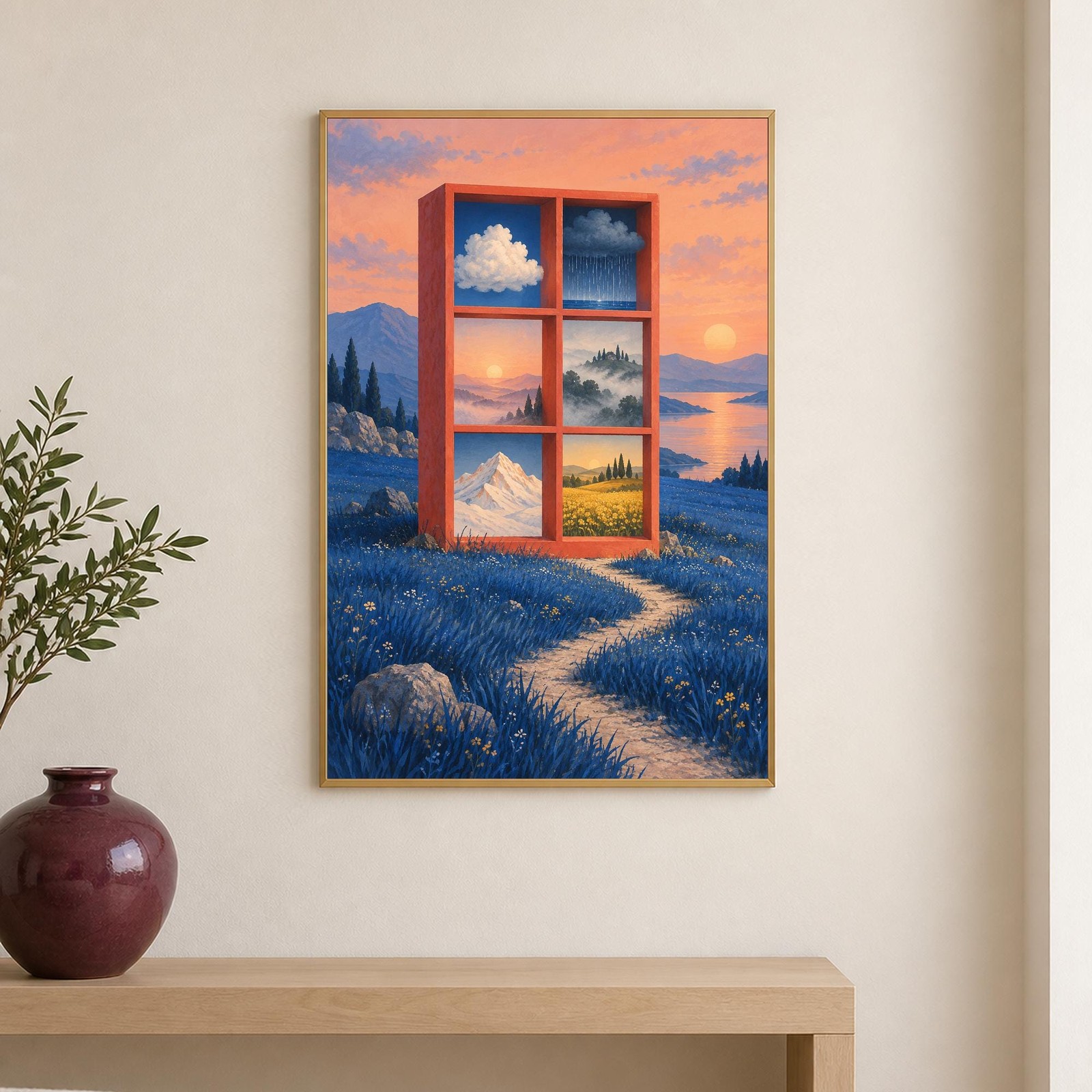 Weather Library Wall Art | Dreamlike Clouds, Rain, Mountains (Digital Download) — presentación de la obra