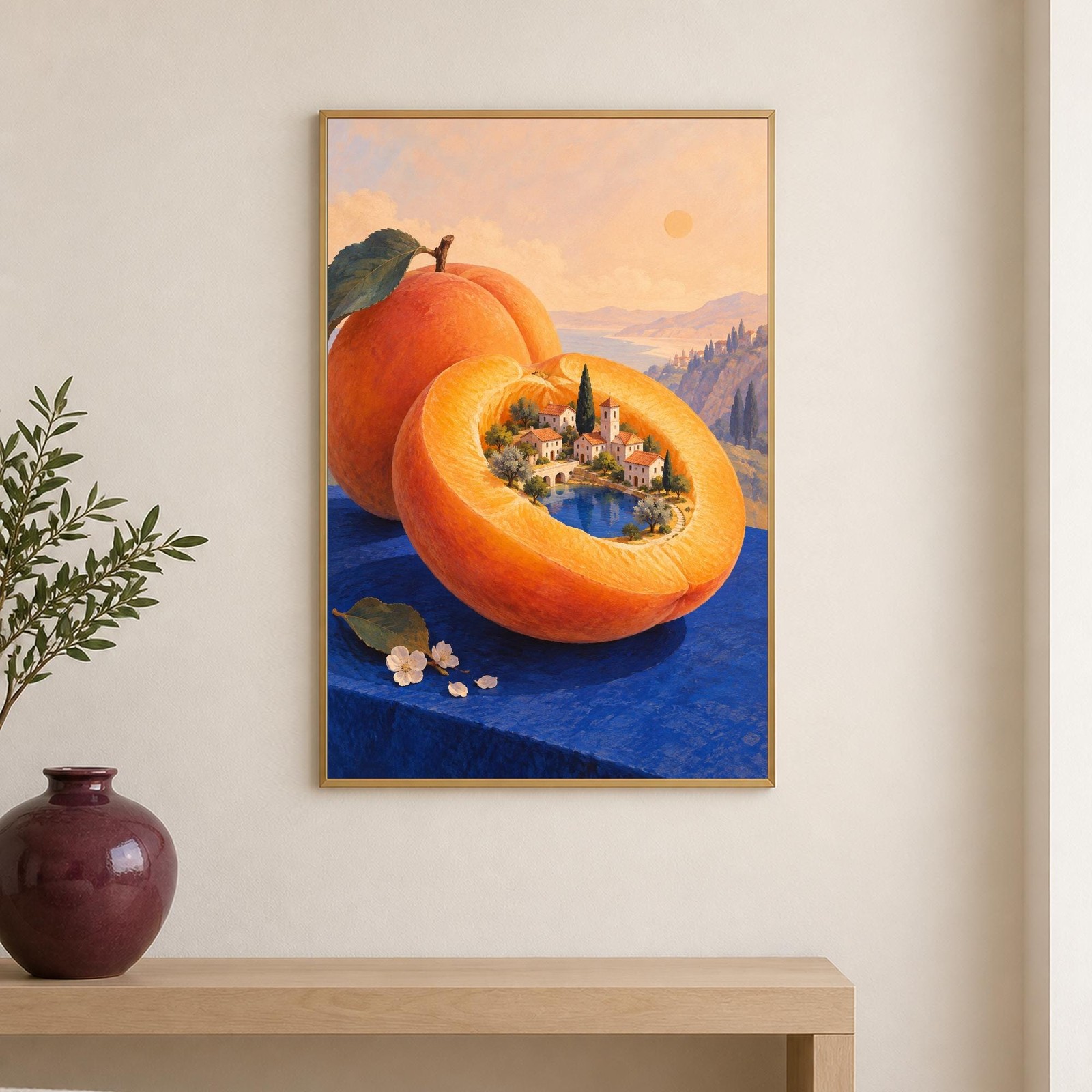 Apricot Village Wall Art | Tiny Village in Fruit (Digital Download) — presentación de la obra