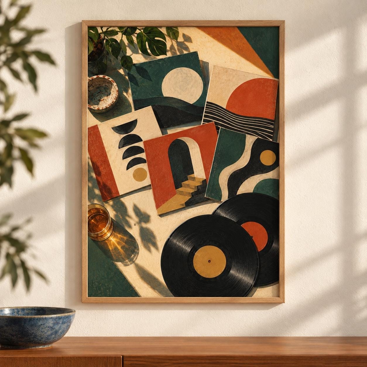 Abstract Record Sleeves Printable Wall Art - Sleeves in the Sun — presentación de la obra