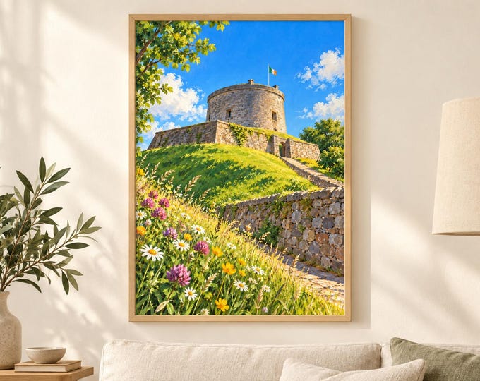 Drogheda Millmount Tower Wall Art, Sunny Irish Landscape, A3 Printable Ireland Digital Download — presentación de la obra