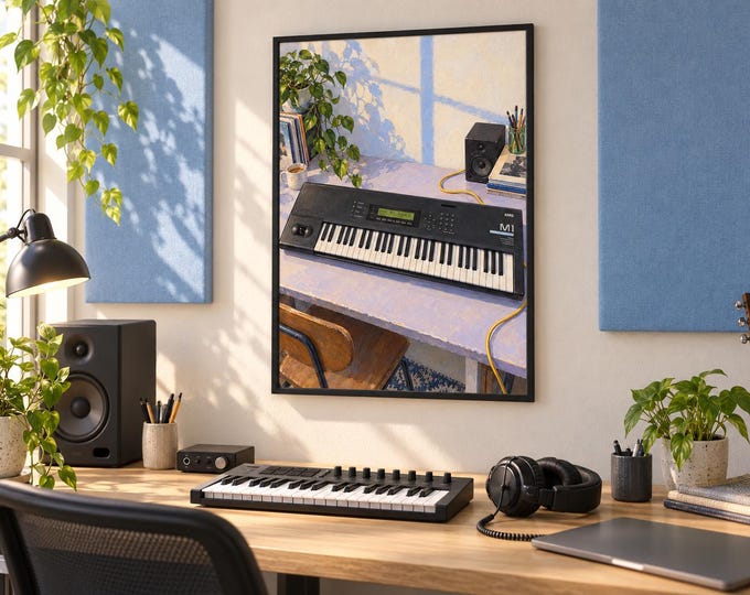 Korg M1 Wall Art Print, Colourful Synthesizer Poster, A3 Digital Download — presentación de la obra