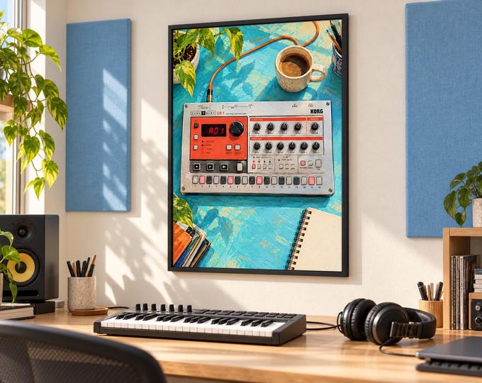 Korg Electribe ER-1 Wall Art Print, Colourful Drum Machine Poster, A3 Digital Download — presentación de la obra