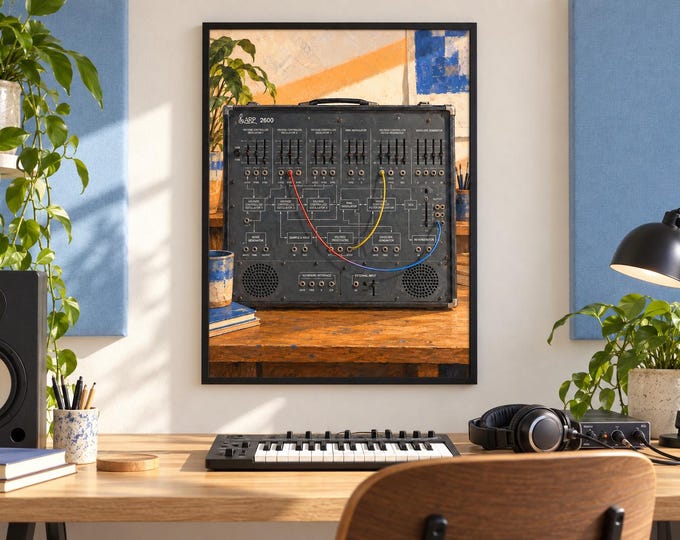 ARP 2600 Wall Art Print, Colourful Synthesizer Poster, A3 Digital Download — presentación de la obra