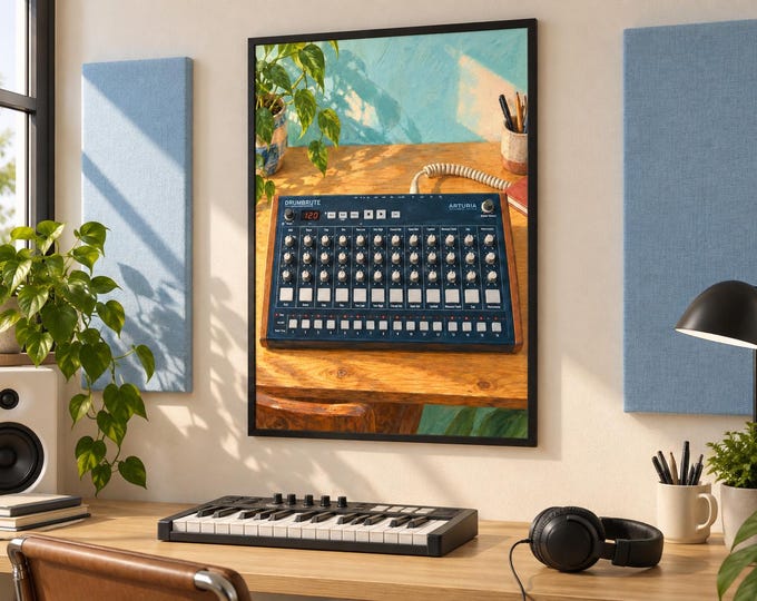 Arturia DrumBrute Wall Art Print, Colourful Drum Machine Poster, A3 Digital Download — presentación de la obra