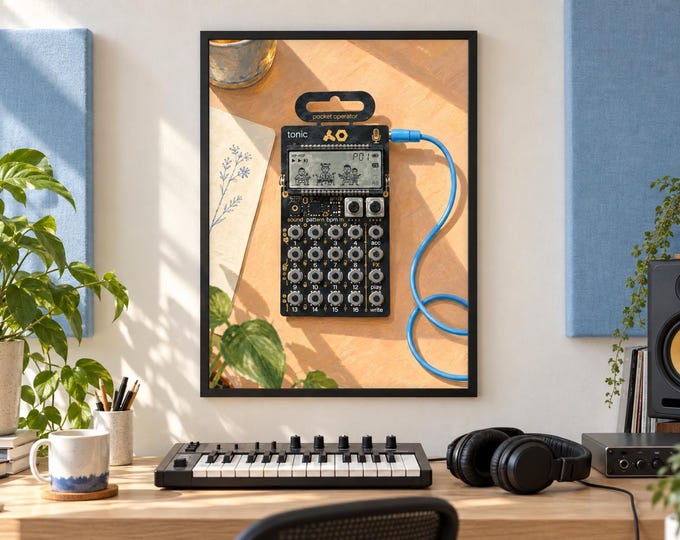 Teenage Engineering PO-32 tonic Wall Art Print, Colourful Drum Machine Poster, A3 Digital Download — presentación de la obra