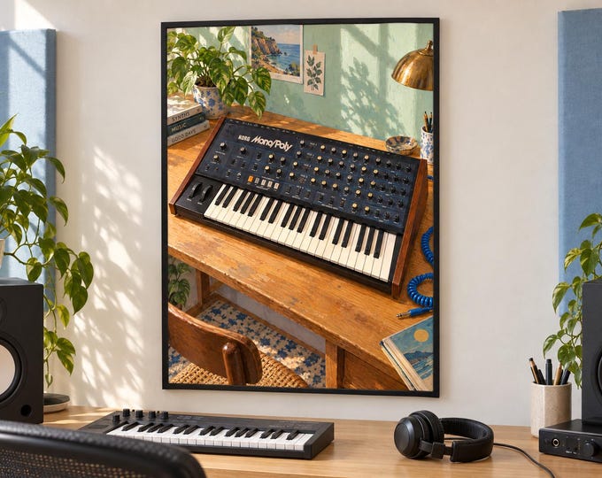 Korg Mono/Poly Wall Art Print, Colourful Synthesizer Poster, A2 Digital Download — presentación de la obra