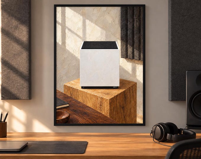 OD-11 Speaker Wall Art, Wooden Music Studio Poster, A2 Printable Download — presentación de la obra