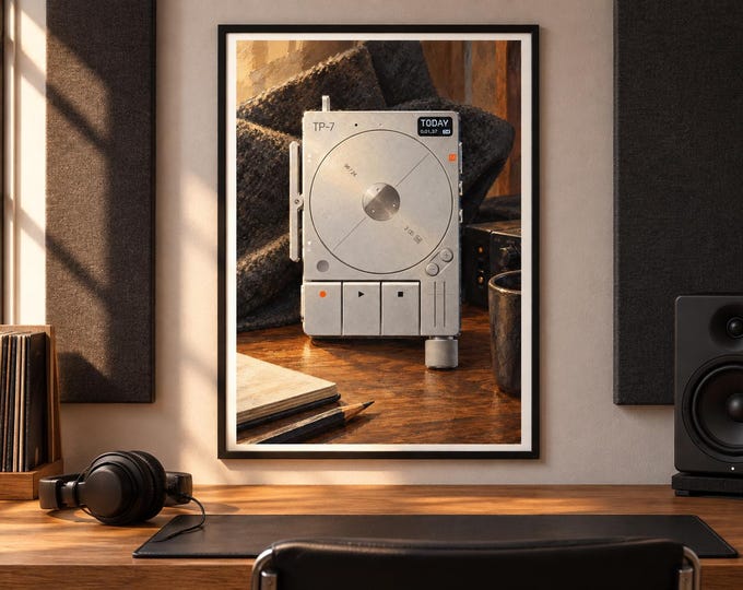 TP-7 Recorder Wall Art, Wooden Music Studio Poster, A2 Printable Download — presentación de la obra